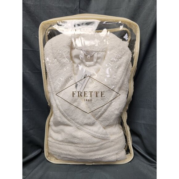 Frette Essential Unito Shawl Collar Bathrobe Cotton Milk Size M NEW WITH TAGS! - Picture 1 of 8